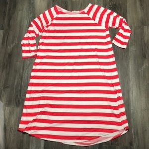 Reborn J Coral and Ivory Striped Dress